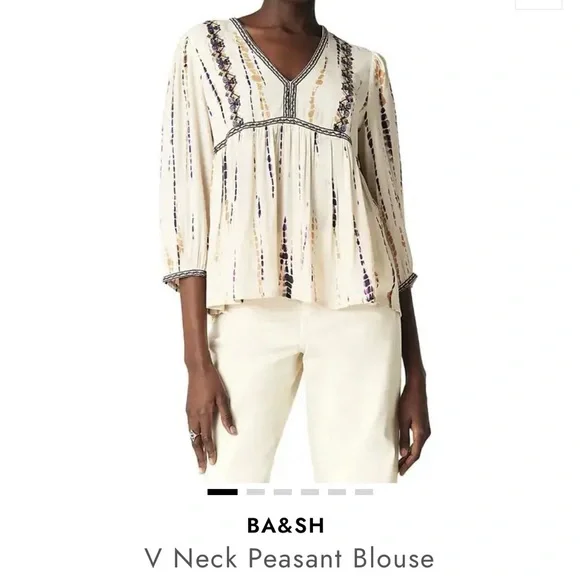 Ba&sh Cream and Lavender Boho Peasant Blouse NWT - Picture 7 of 8